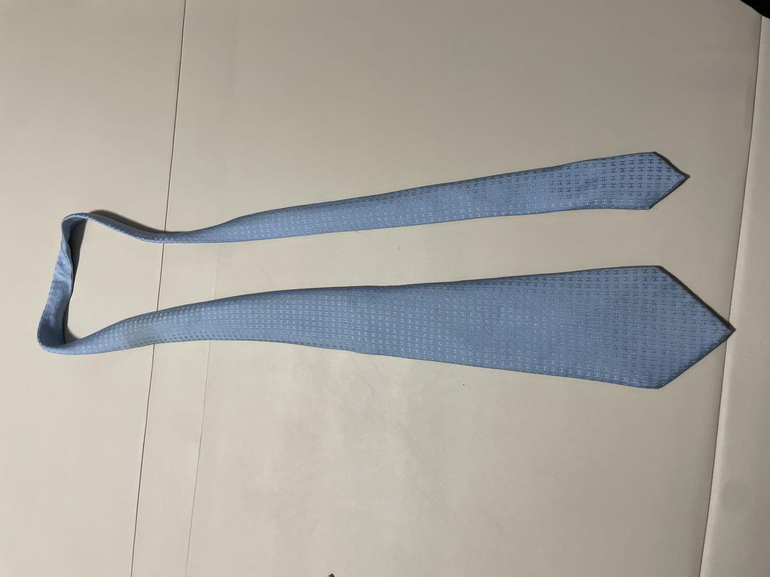 エルメスH柄　水色ネクタイ