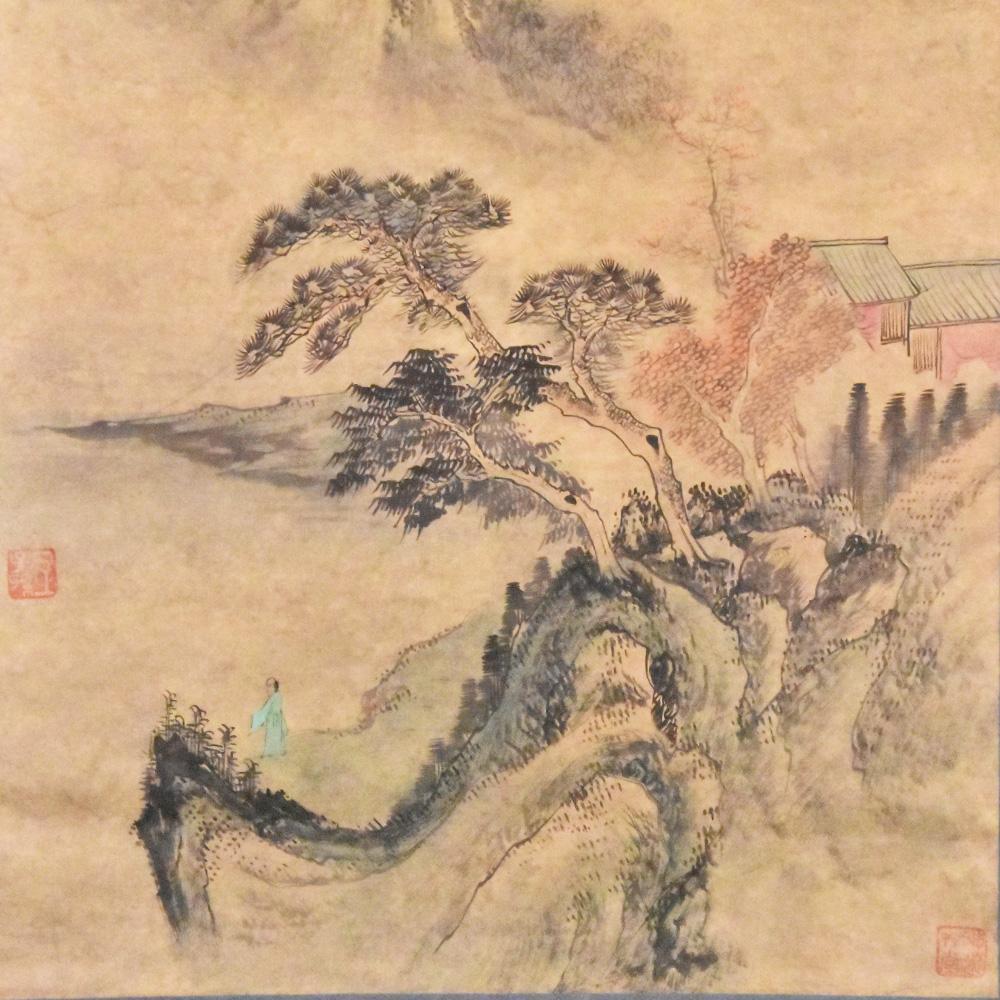 中国美術 伯石画 渓山清夏 壬戌年仲 夏月 山水墨画 1982年 古玩 書道 中国美術 伯石画 渓山清夏 壬戌年仲 夏月 山水墨画 1982