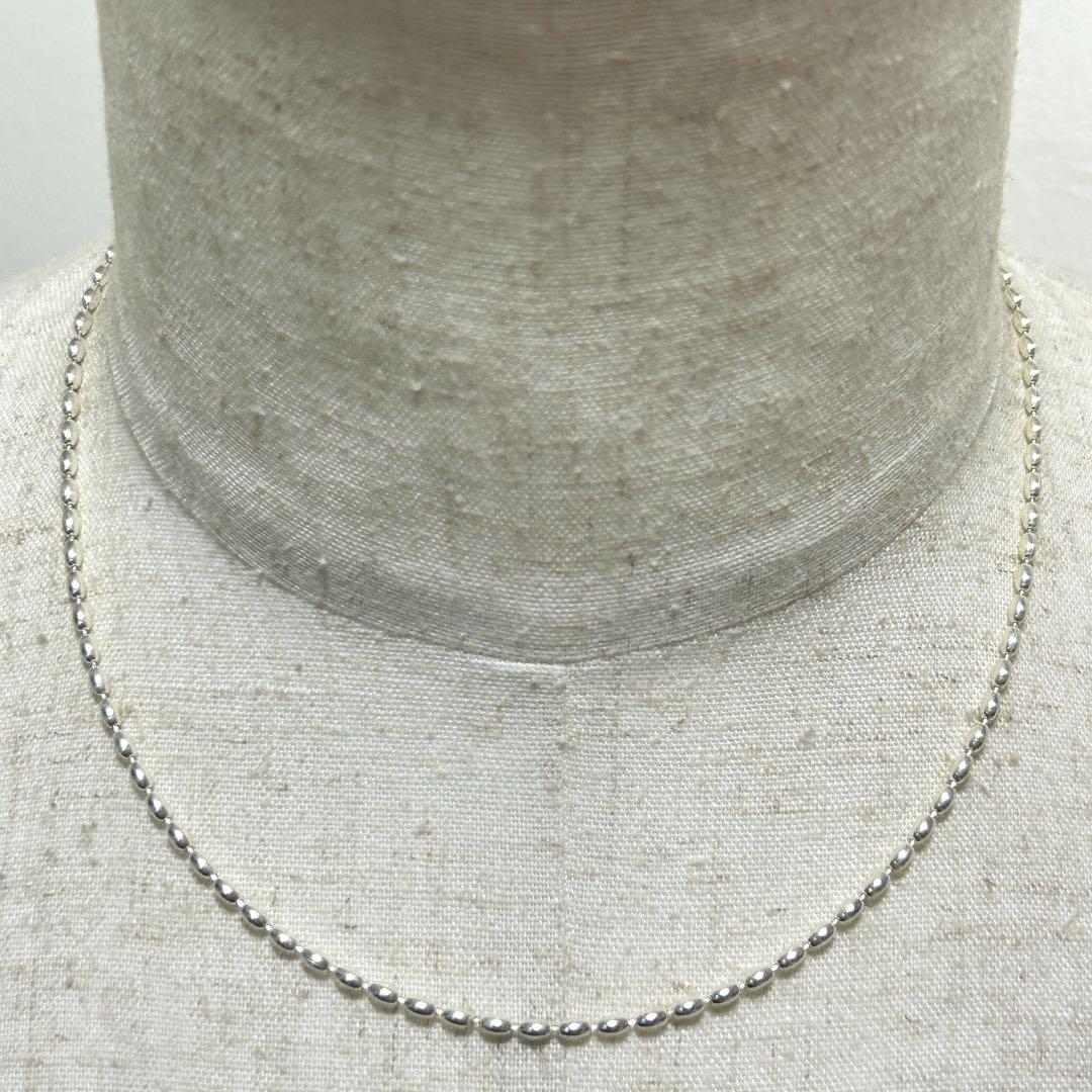 シルバー925 Silver オーバルチェーンネックレス/軽研磨仕上げ/45cm