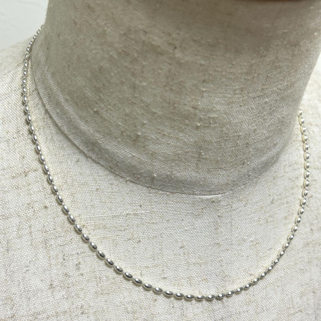シルバー925 Silver オーバルチェーンネックレス/軽研磨仕上げ/45cm