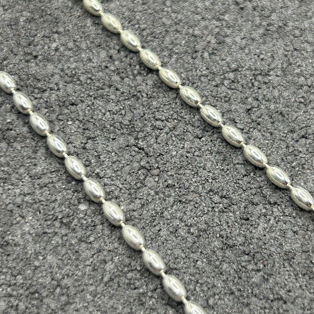 シルバー925 Silver オーバルチェーンネックレス/軽研磨仕上げ/45cm