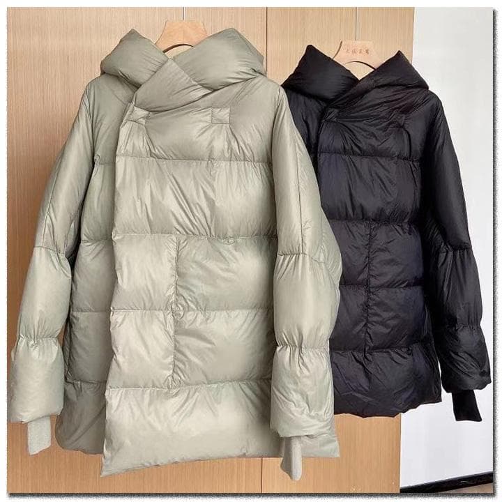 ホワイトダック ダウンジャケット Lサイズ 軽量 「 グレー 」 フード付