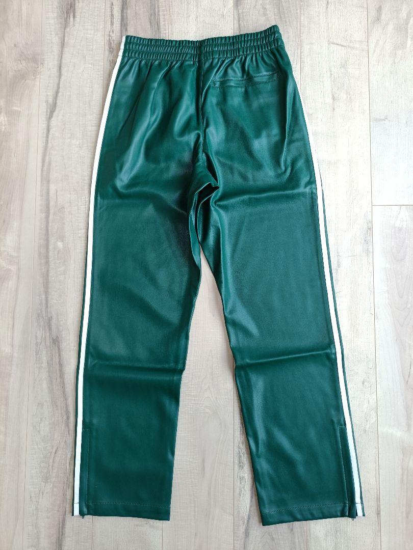 XL adidas アディダス フェイクレザー トラックパンツ ジャージ 緑