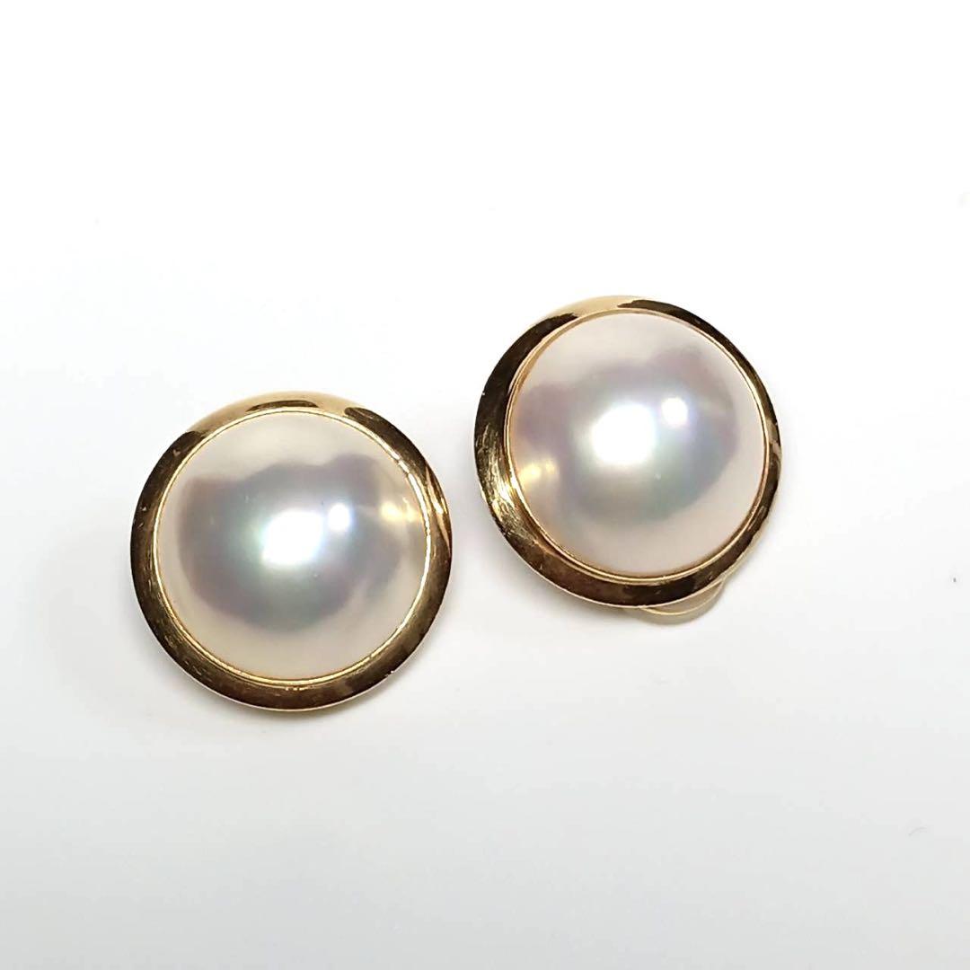 k18 マベパール イヤリング　美品　18.5mm 8.8g 真珠　パール