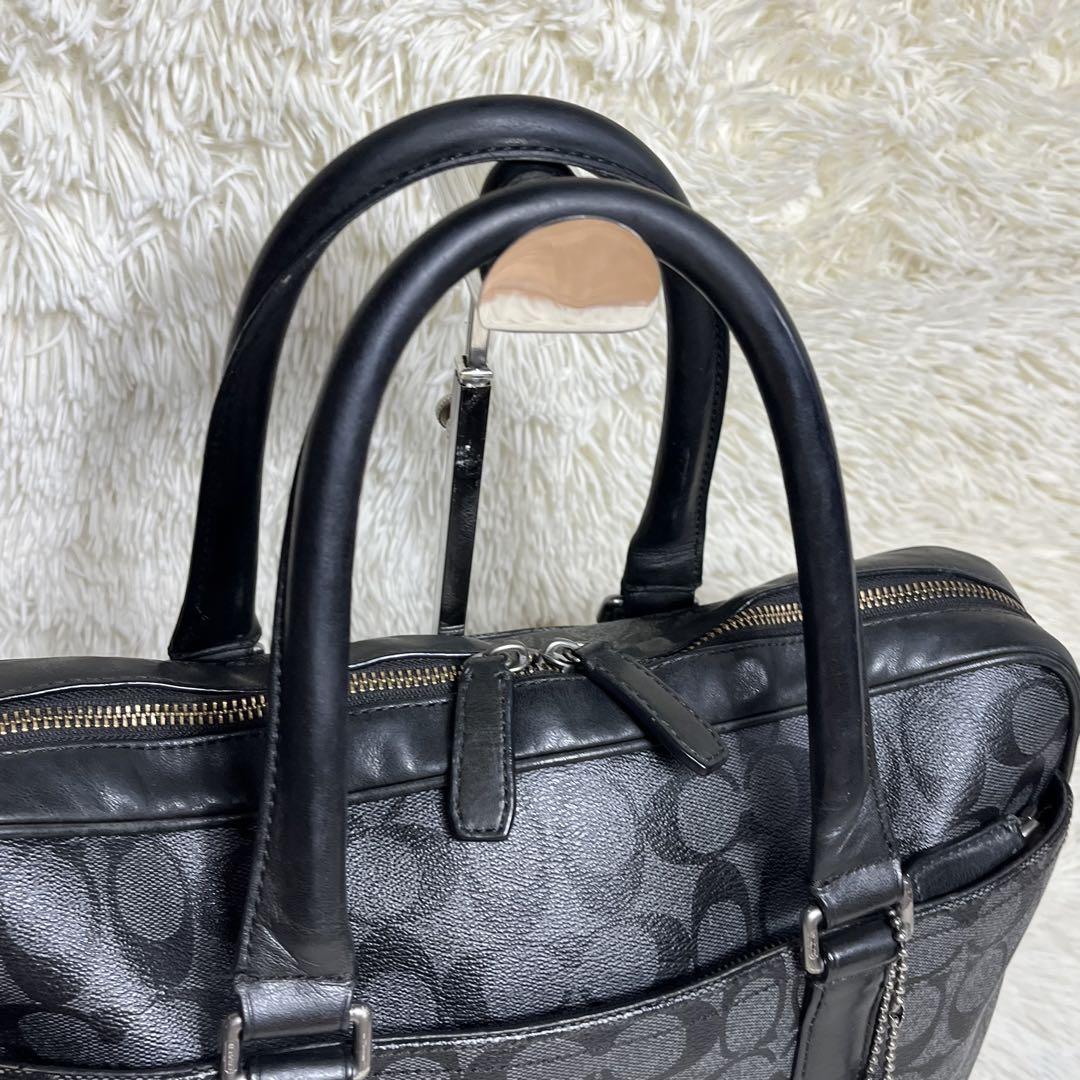 美品✨COACH ビジネスバッグ シグネチャー レザー ブラック