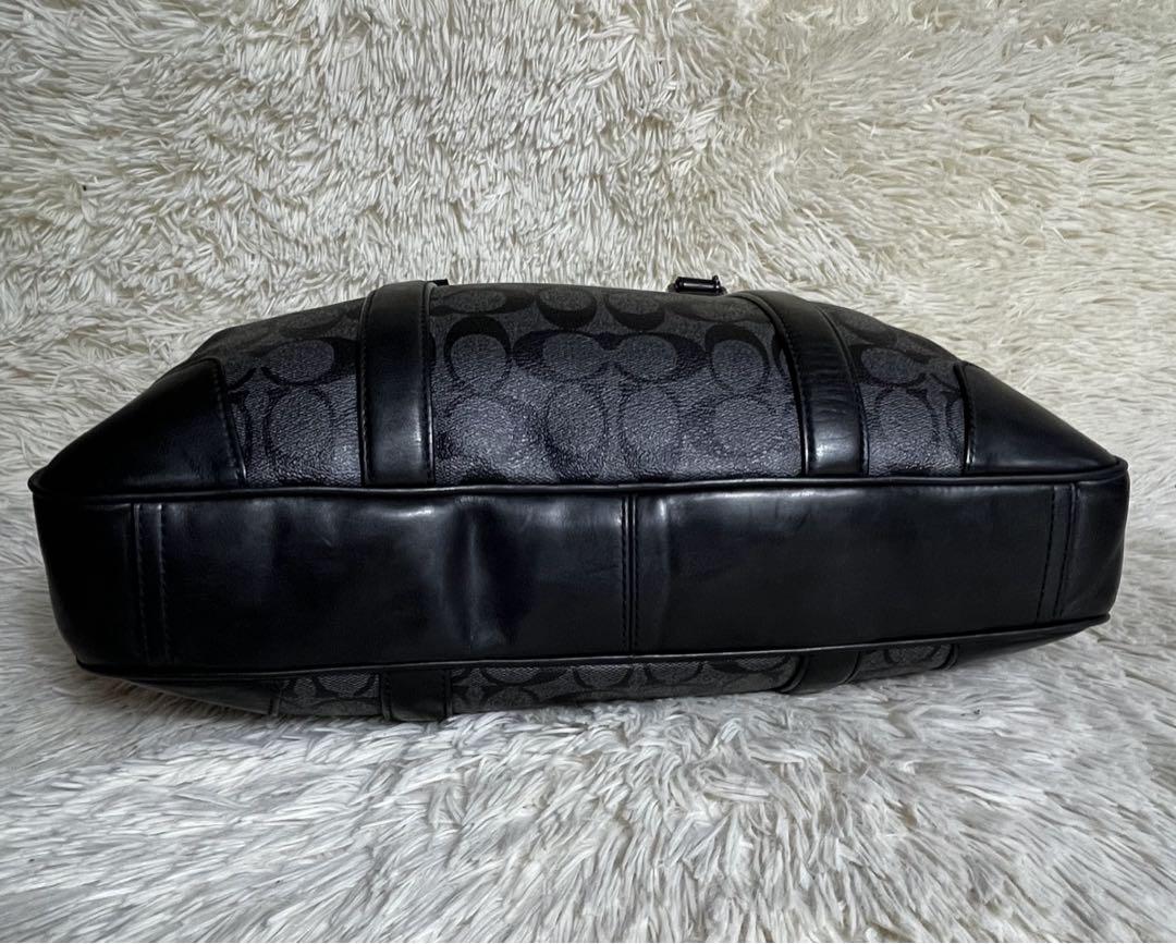 美品✨COACH ビジネスバッグ シグネチャー レザー ブラック