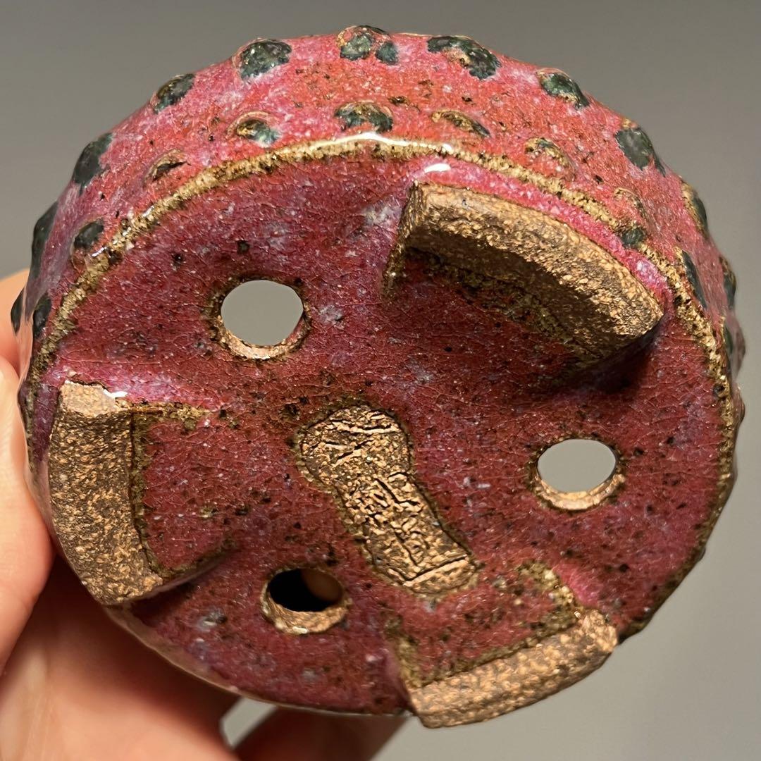 571.秋直 窯変辰砂釉鼓釘丸 盆栽鉢 植木鉢 9.8*3cm 571.秋直 窯変辰砂釉鼓釘丸 盆栽鉢 植木鉢 9.8*3cm