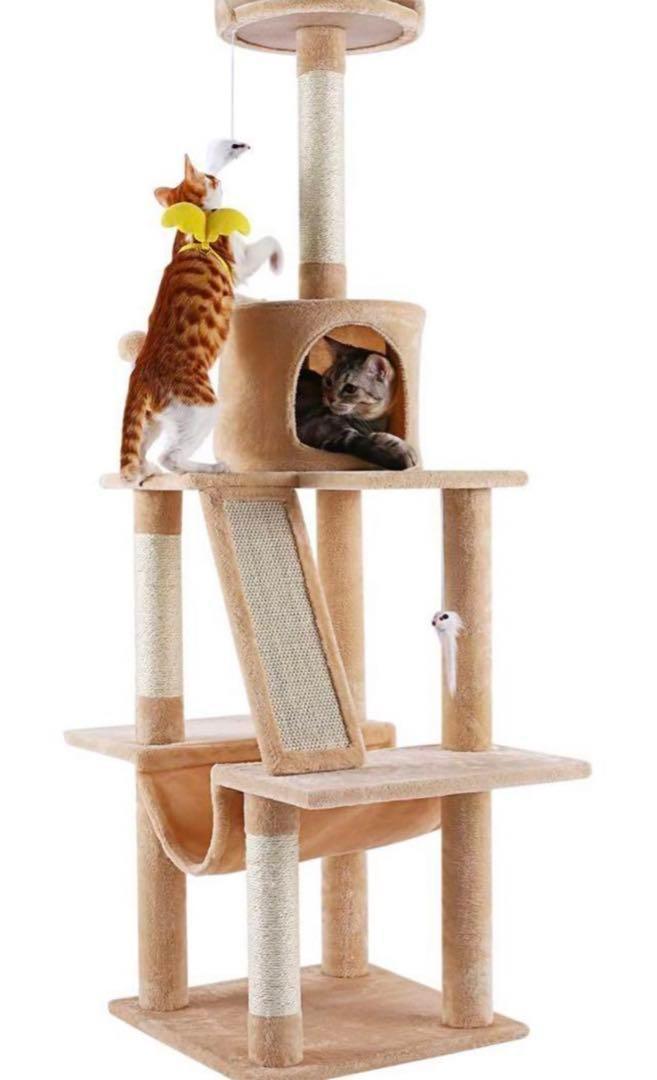 62【据え置き型キャットタワー】猫タワー 多頭飼い 爪とぎ　猫ハウス