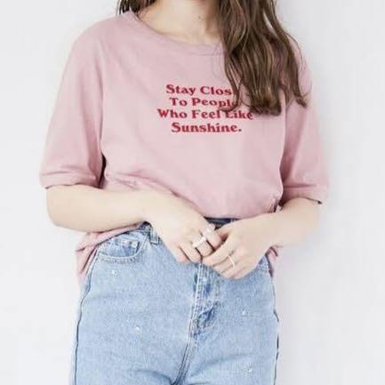 Heather ヘザー アソートロゴ Tシャツ ピンク 半袖