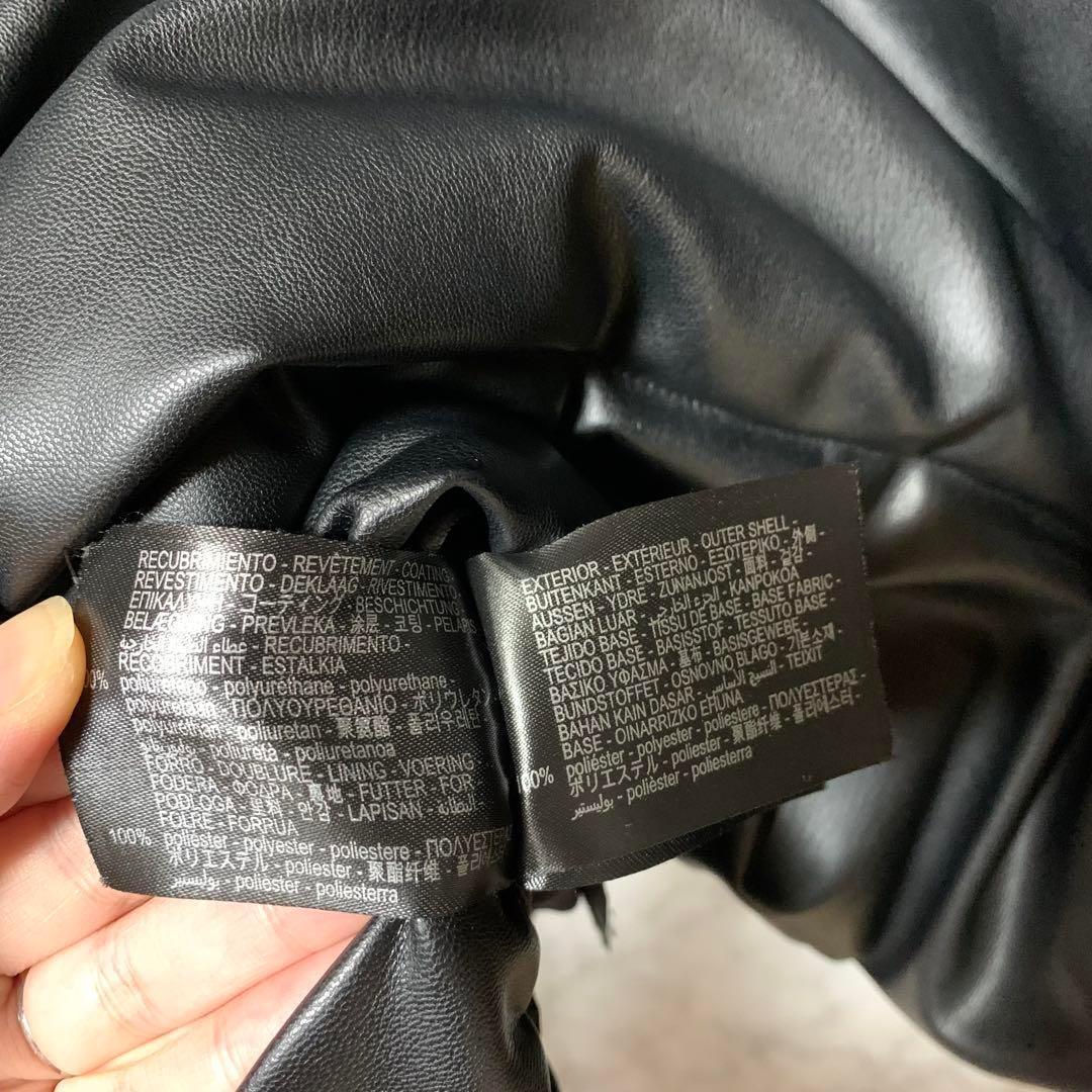 11172 ZARA ザラ フェイクレザーパフジャケット 黒 M ショート丈 11172 ZARA ザラ フェイクレザーパフジャケット 黒 M ショート丈