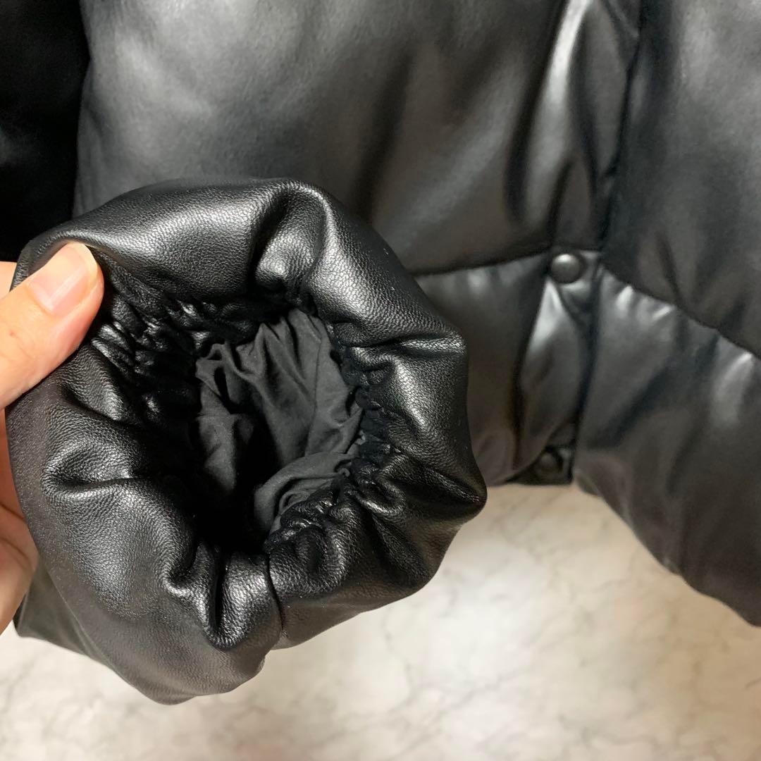 11172 ZARA ザラ フェイクレザーパフジャケット 黒 M ショート丈 11172 ZARA ザラ フェイクレザーパフジャケット 黒 M ショート丈