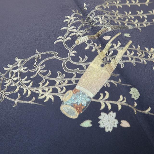 0244］訪問着 美品 枝椿 友禅 作家物 落款有 一つ紋 正絹 着物
