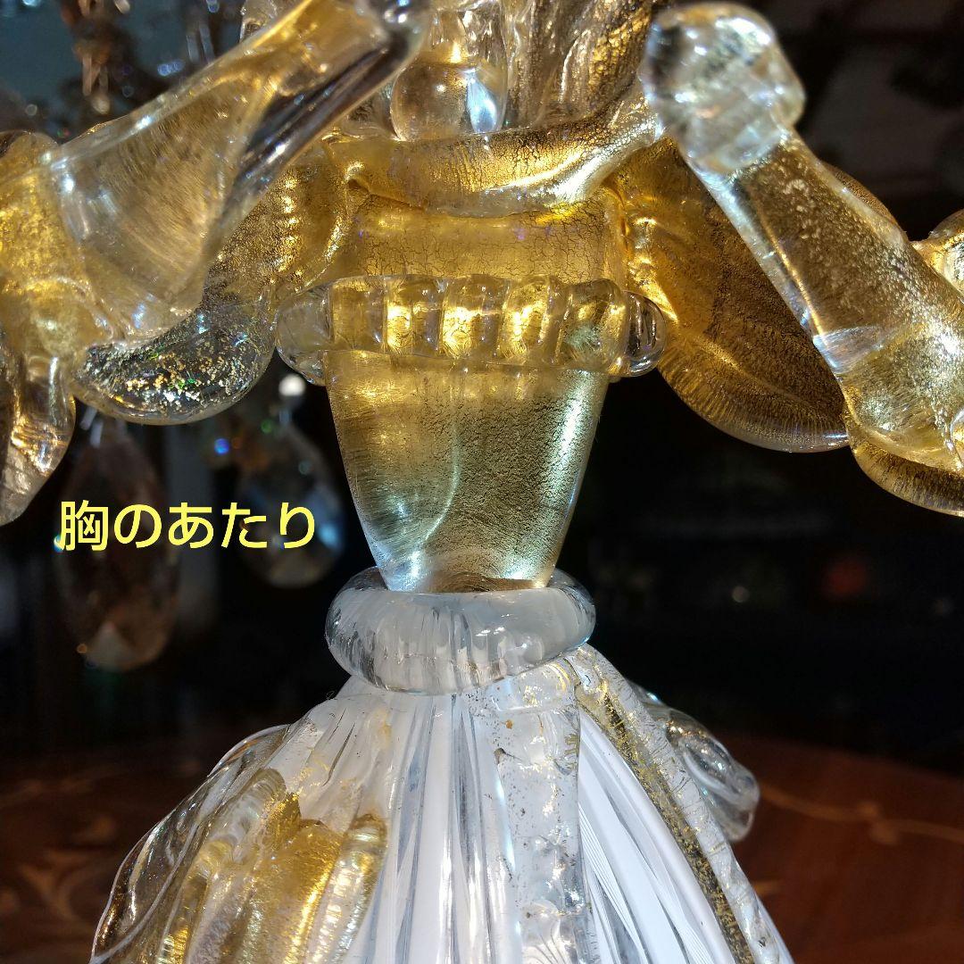ベネチアン グラス フィギュリン 白色レ―ス模様 中型27センチ
