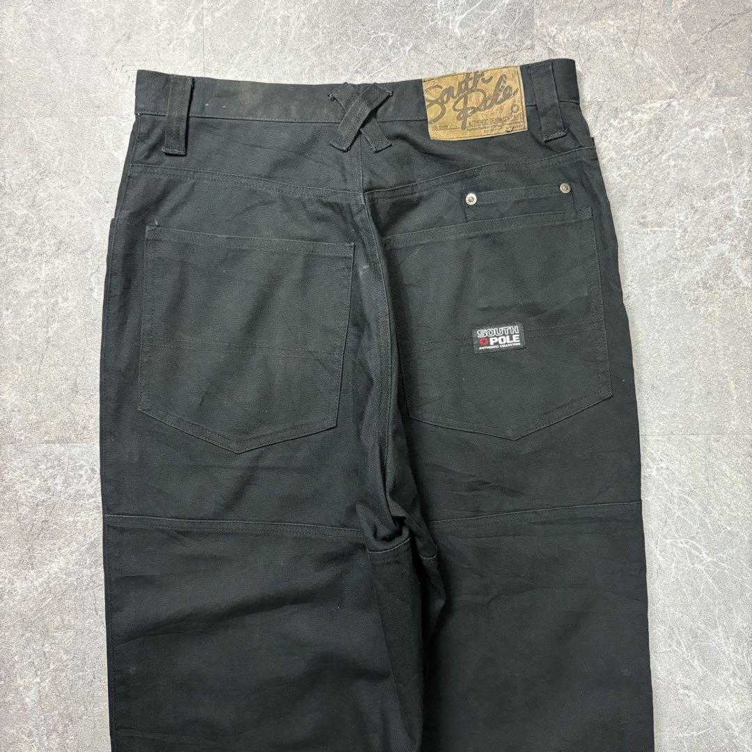 SOUTH POLE〈ダブルニーデザイン ワイドワークパンツ W32 ブラック〉