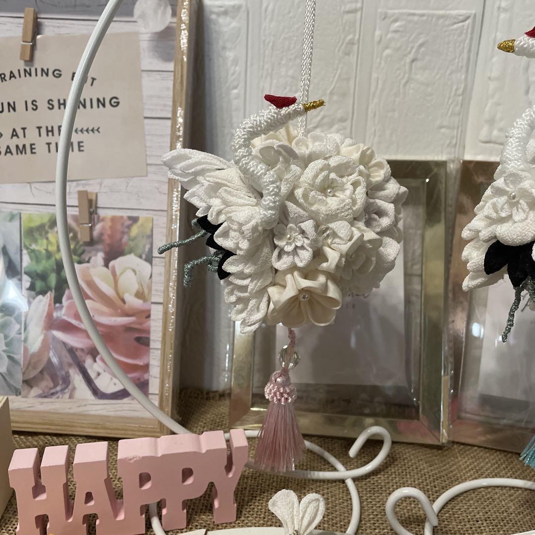 ウェディングスペース　結婚式ちりめん細工吊るし細工鶴　船ハンドメイド12点セット