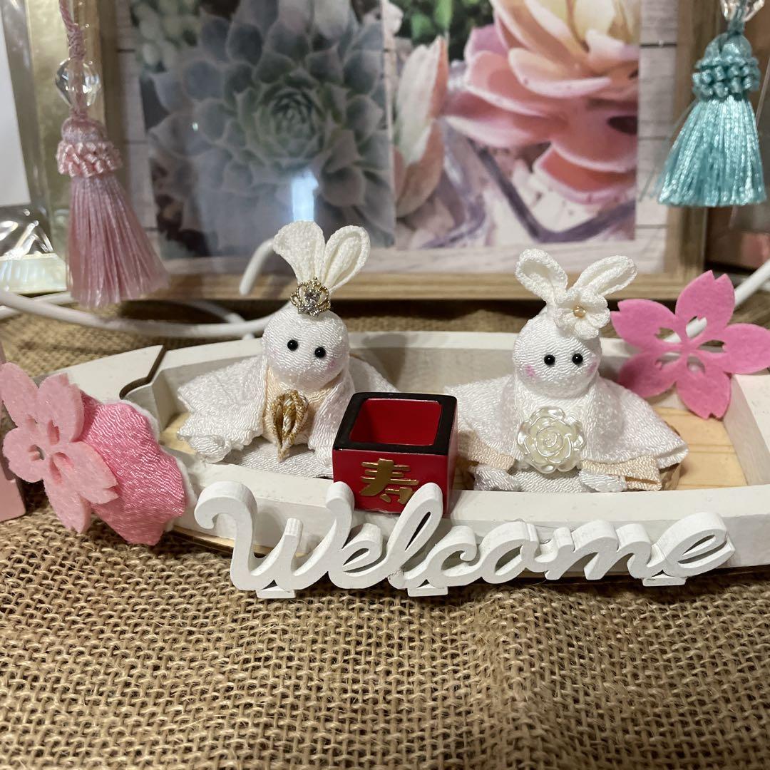 ウェディングスペース　結婚式ちりめん細工吊るし細工鶴　船ハンドメイド12点セット