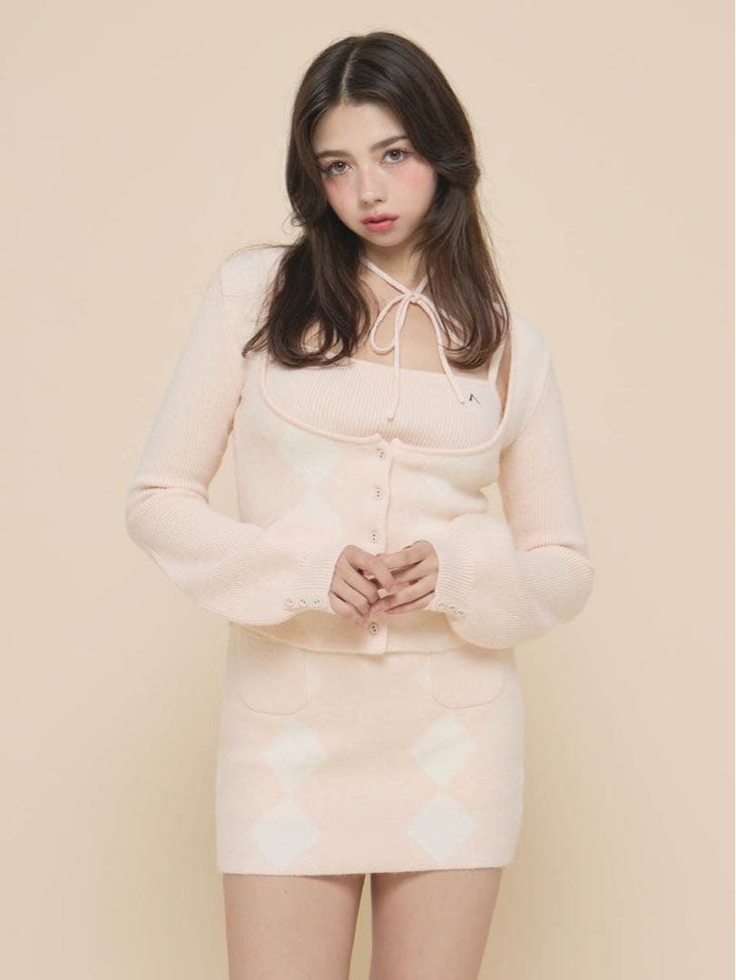 ANDMARY⭐︎Argyle ribbon knit set up⭐︎AM1492