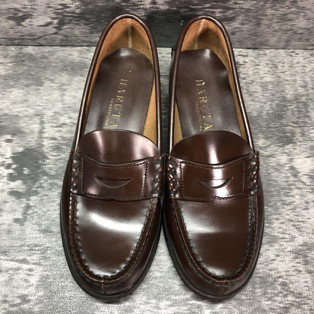 美品✨ハルタ【23EEE】コインローファー レザー ブラウン