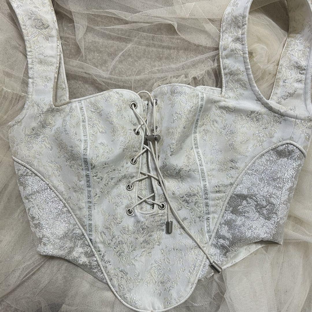 新入荷 NODRESS トップス コルセット ホワイトビスチェ トップス