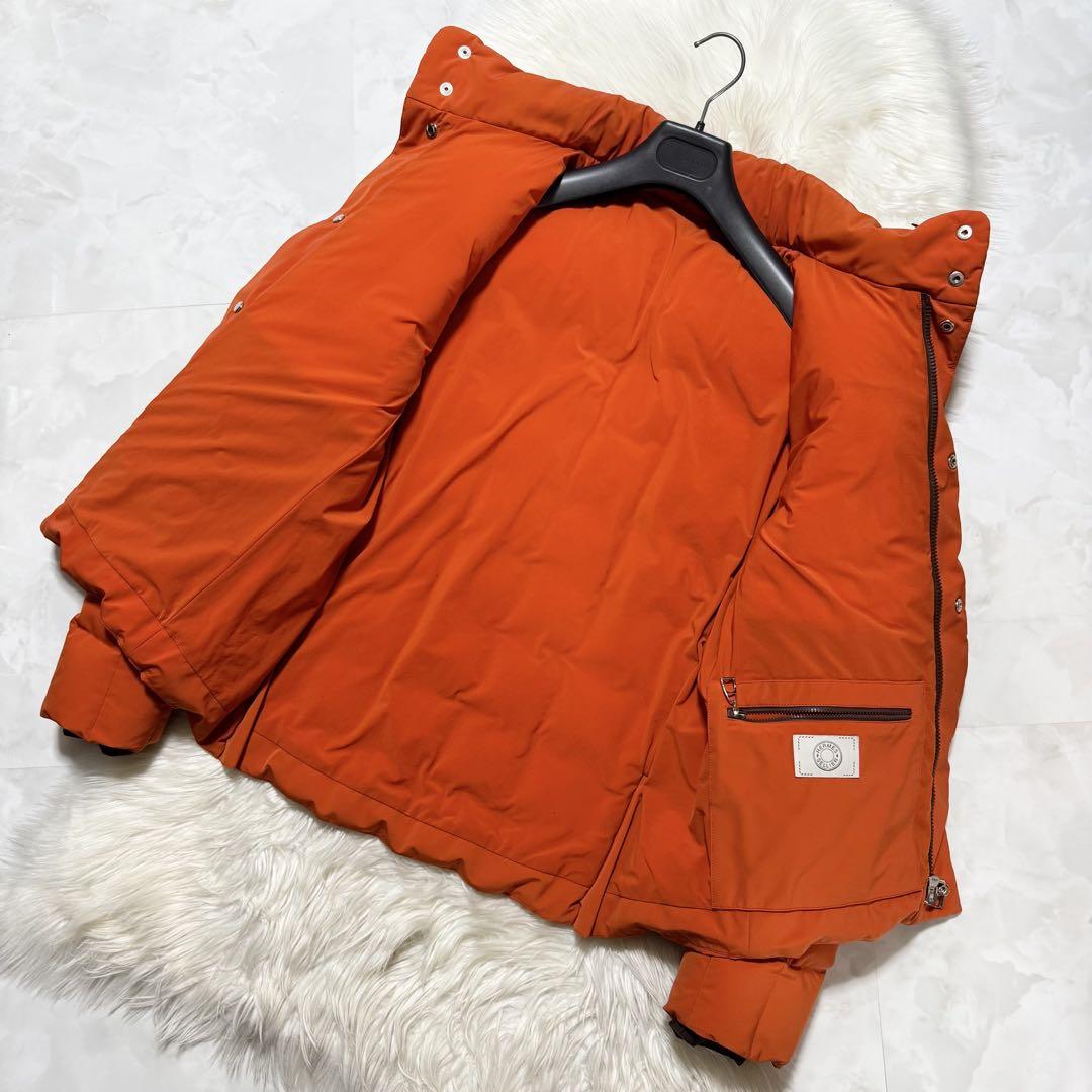本物 美品 近年モデル エルメス フィヨルド ダウン ジャケット L オレンジ