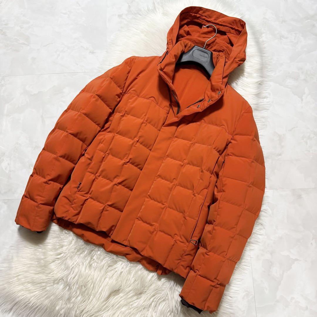 本物 美品 近年モデル エルメス フィヨルド ダウン ジャケット L オレンジ