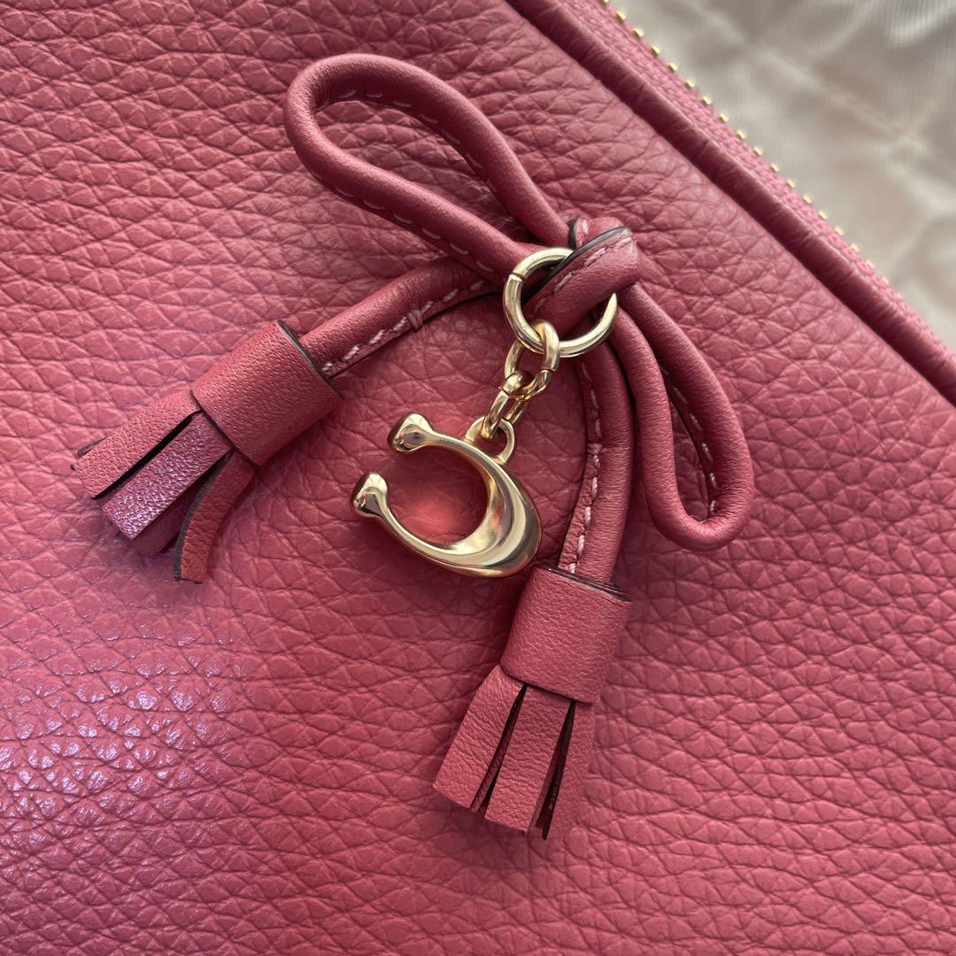美品COACH ピンク レザー ポーチ最 安値 で
