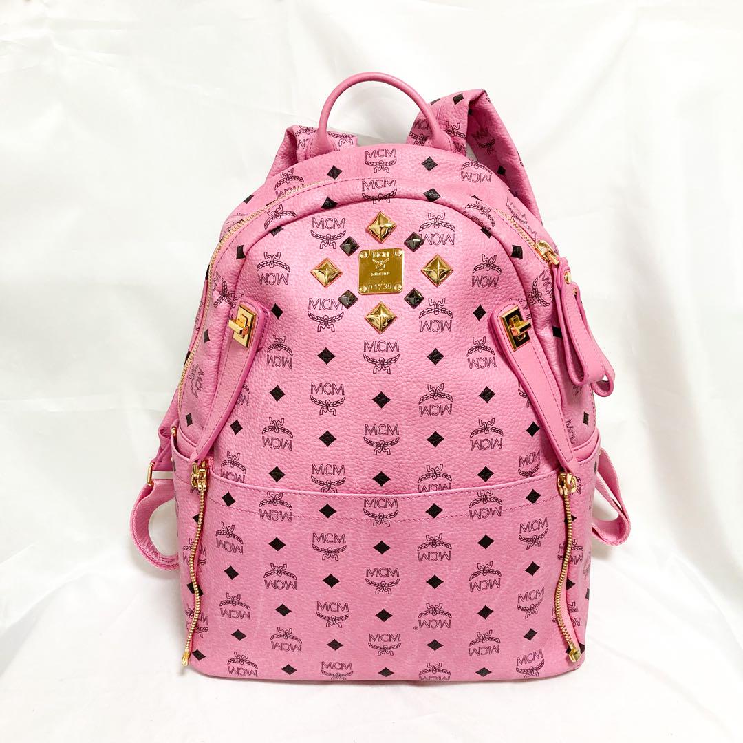 美品 MCM ヴィセトス リュック バックパック スタッズ ピンク