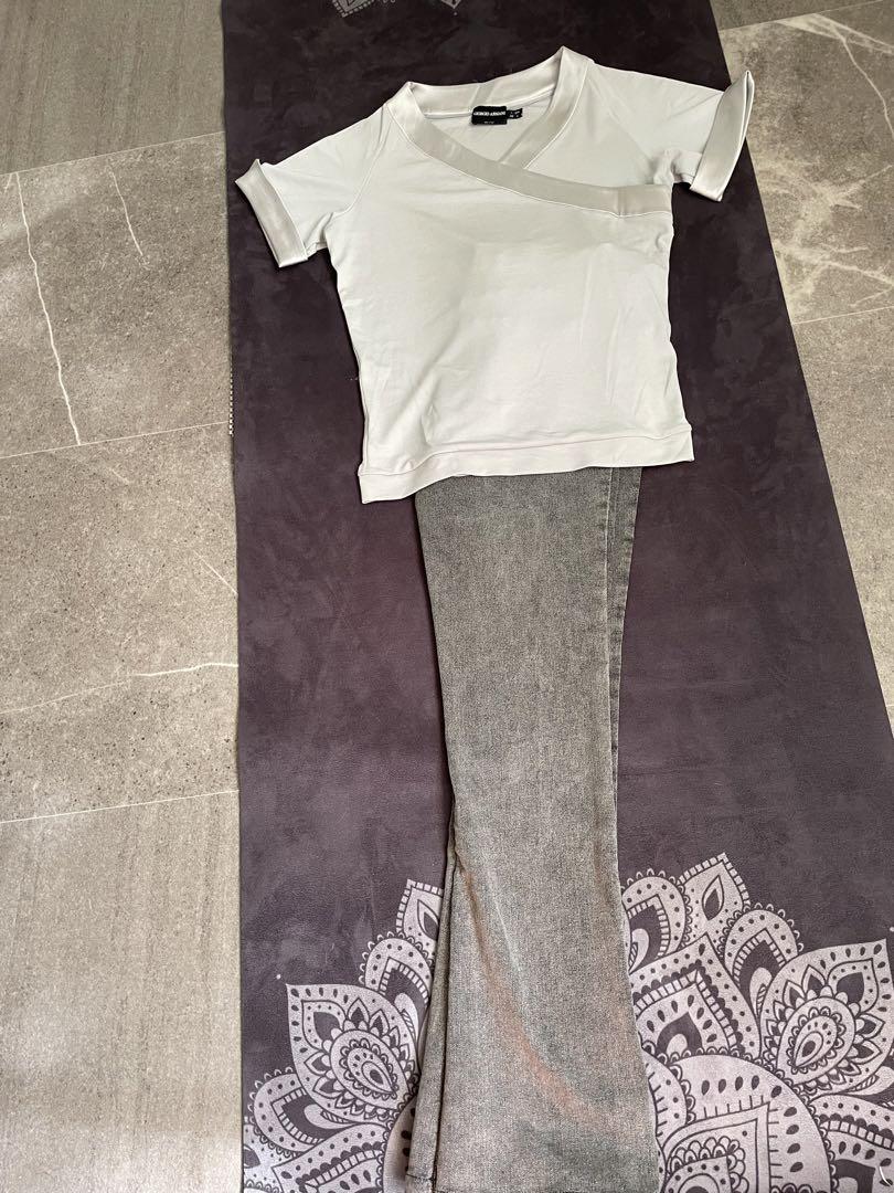【SALE!!】GIORGIOARMANI シルク 半袖トップスTシャツトリミング GIORGIO ARMANI アルマーニ シルクトリミングトップス M - メルカリ