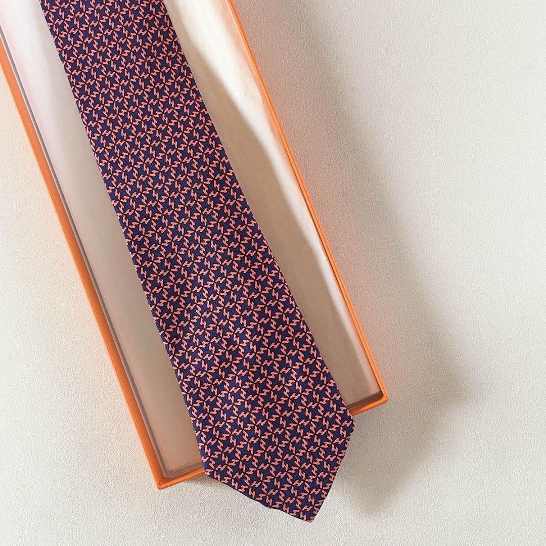 美品 エルメス HERMES ネクタイ シルク100% フランス製 H柄
