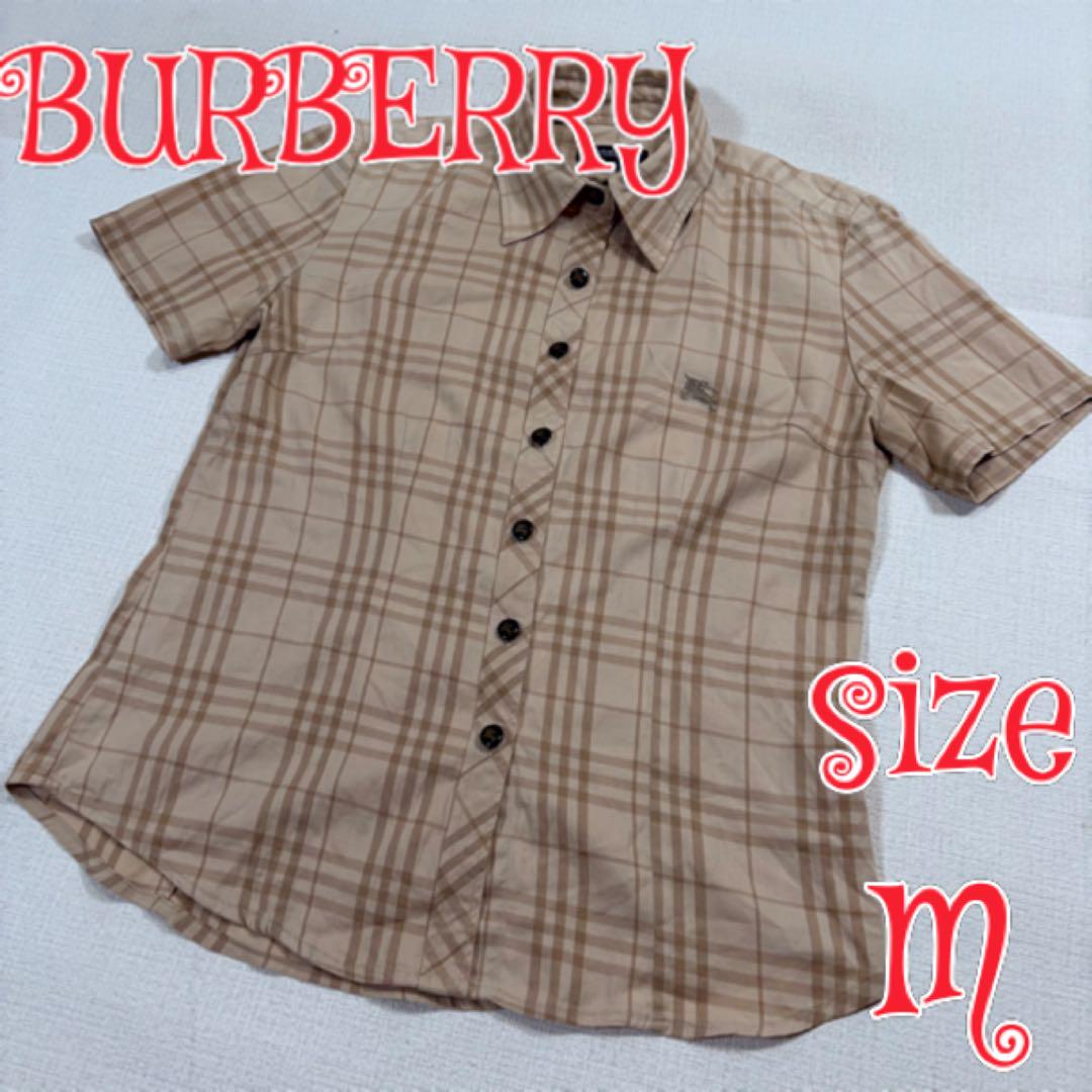 ランキング2025 BURBERRY メルカリ - バーバリー M ベージュ チェック半袖シャツ トップス