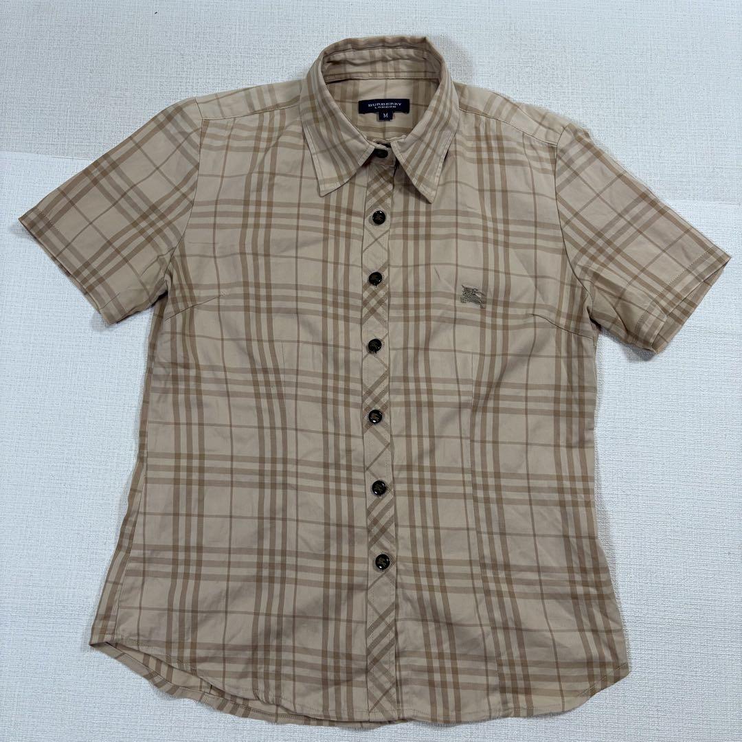満点の BURBERRY チェック半袖シャツ メルカリ - バーバリー M ベージュ トップス