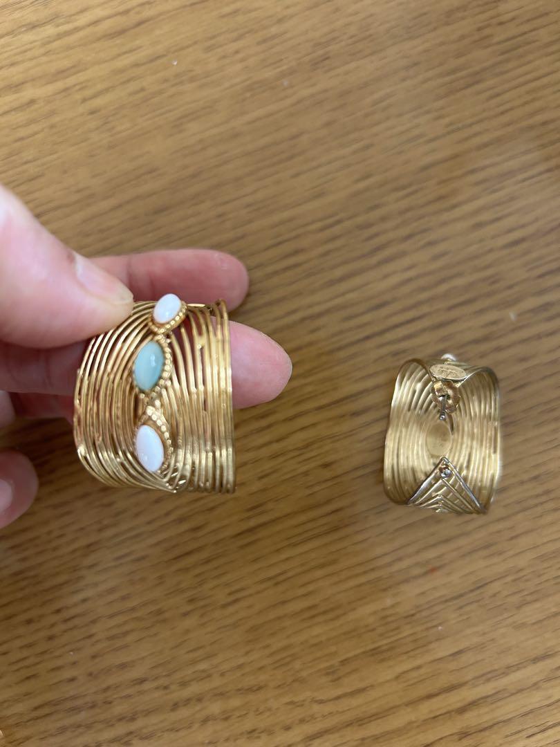 GAS BIJOUX ピアス ゴールド カラーストーン ウェーブ