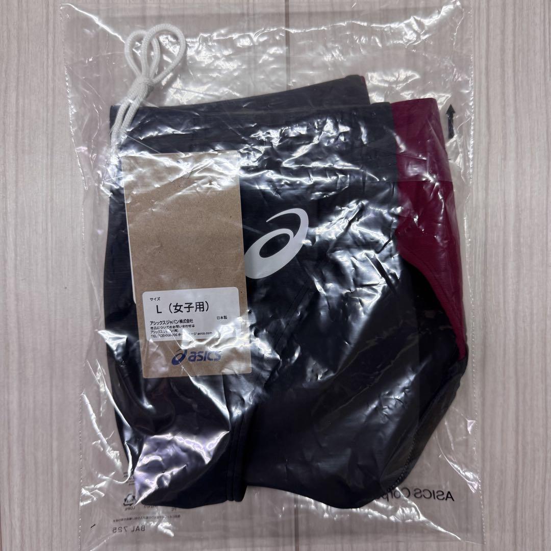 アシックス　女子陸上レーシングショーツ　Lサイズ　ダークグレー×エンジ　新品