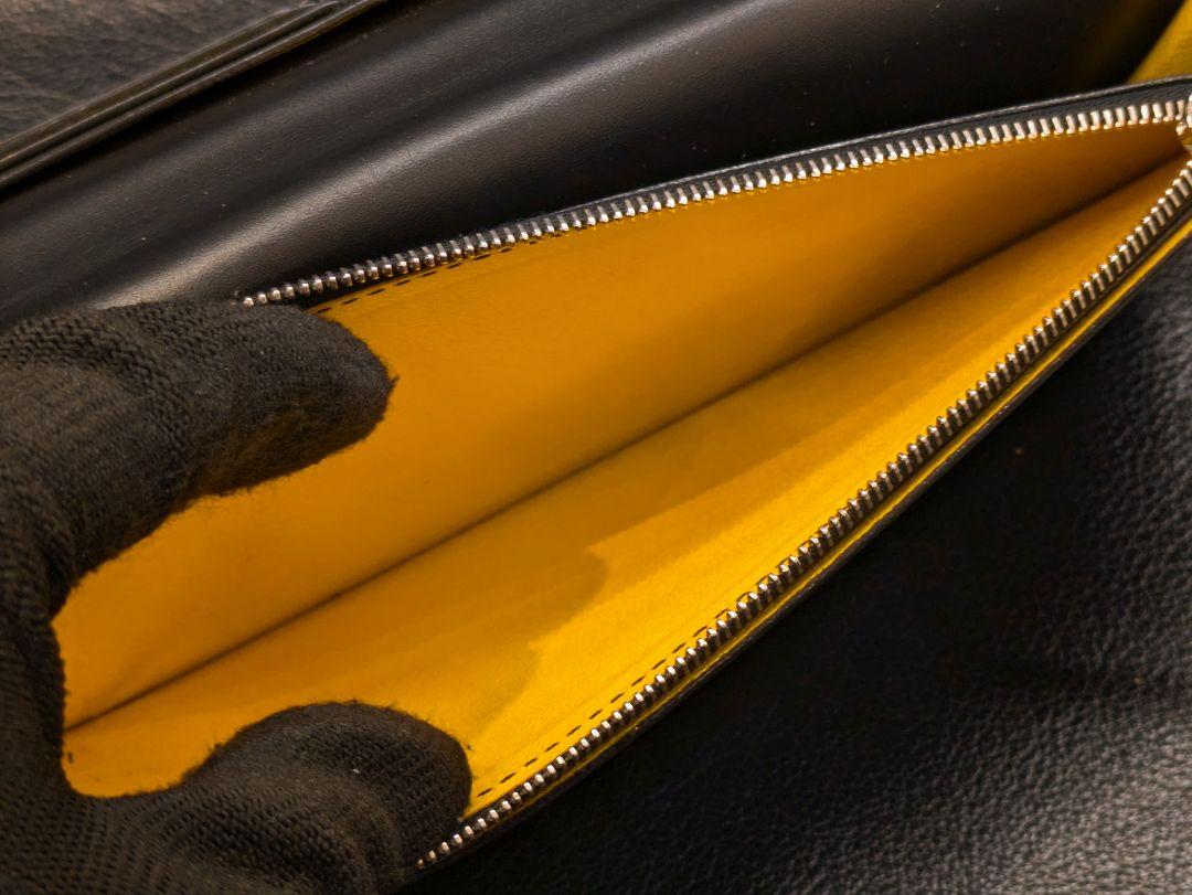 GOYARD◎リシュリュー/ヘリンボーン/黒×黄/長財布
