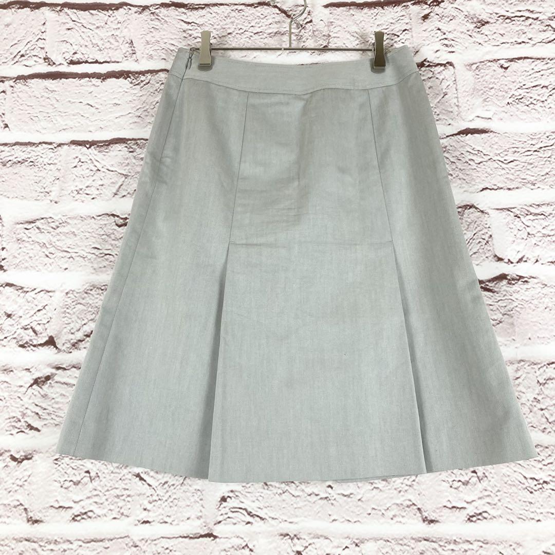 r276 NEW YORKER ライトグレー プリーツスカート 膝丈 - メルカリ