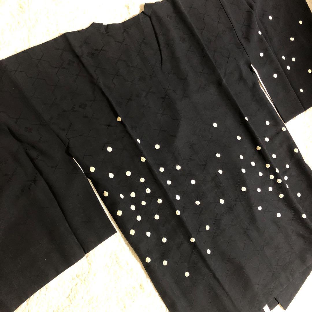 SALE❤️おすすめ❤️ヴィンテージ￼ 正絹道行　黒に絞りの激可愛ドット