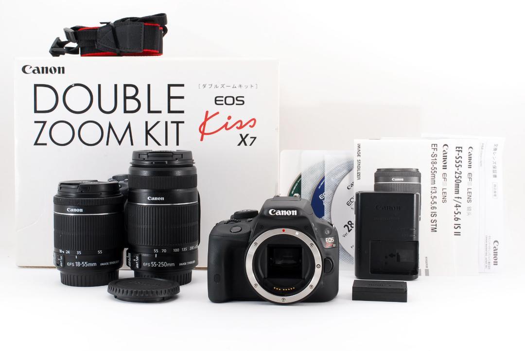 最安値級価格 EOS CANON □ほぼ新品□ Kiss ブラック ダブルレンズ