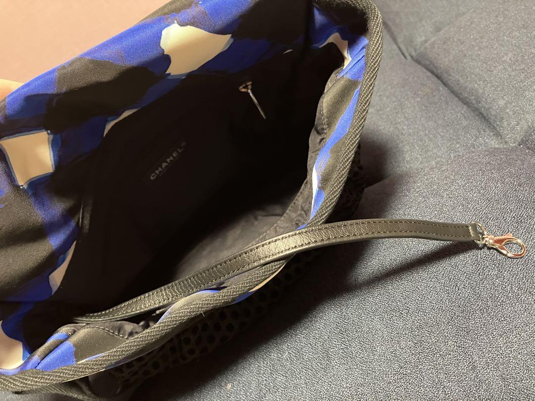 シャネルCHANELナイロン×レザーブルーチェック ショルダーバッグ