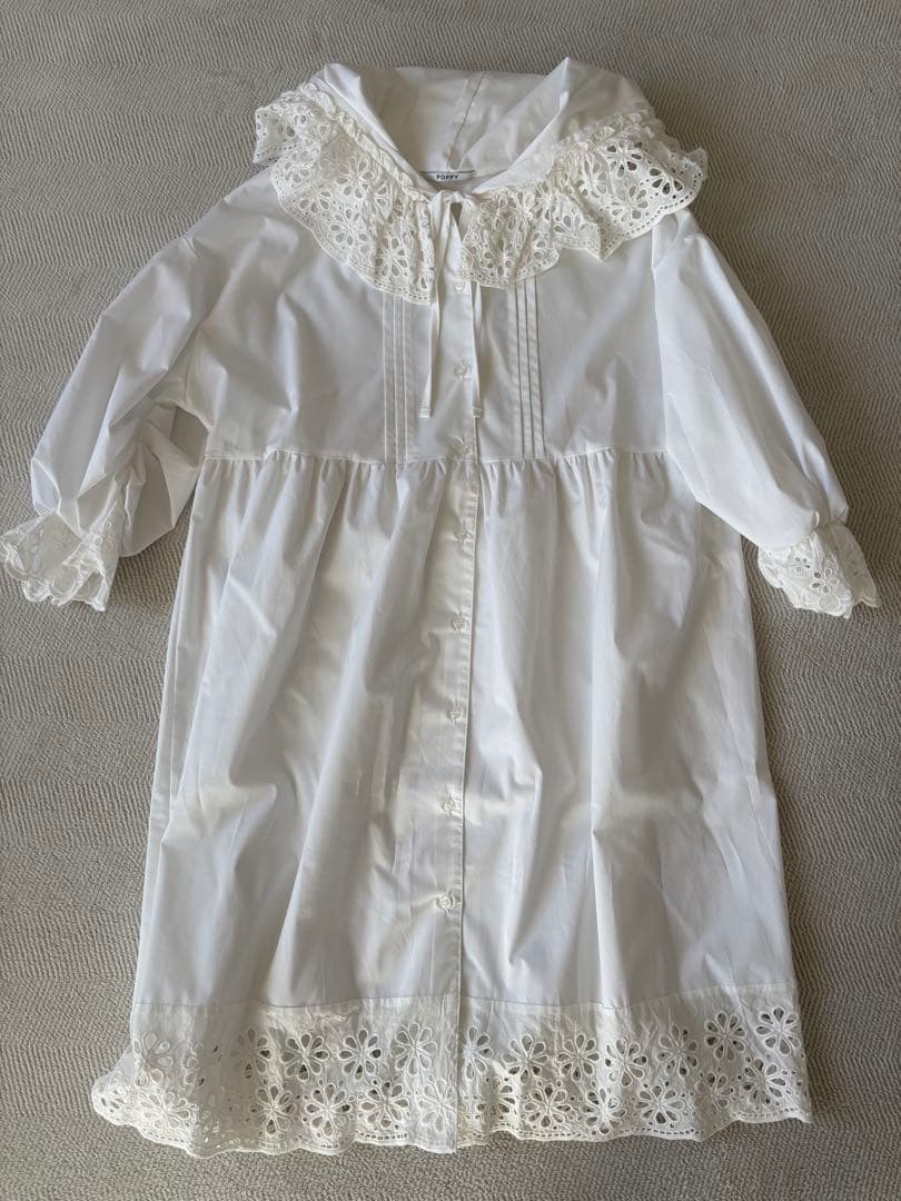 ポピー Hoodie flower cotton lace one-piece ポピー Hoodie flower cotton lace one-piece