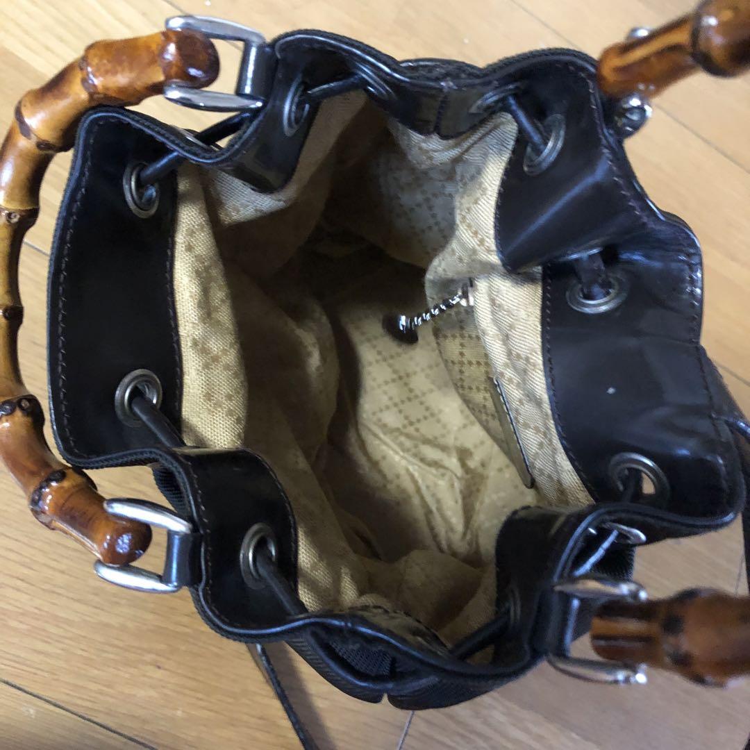 美品最安❣️ GUCCI グッチ バンブー 巾着型 ナイロン ショルダー 2way