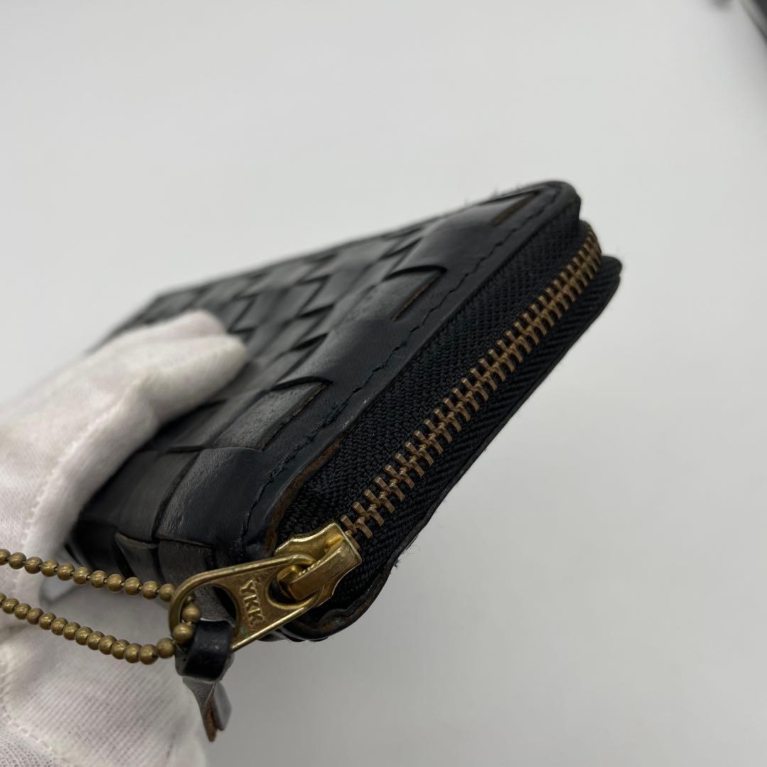 ☆美品☆Nathally☆ナタリー☆編み込みレザー☆ブラック☆長財布☆