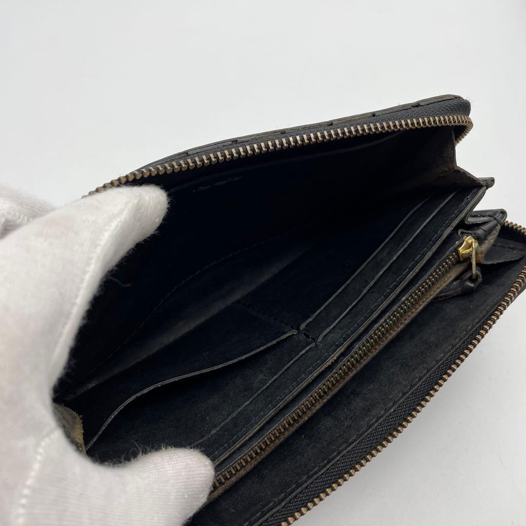 ☆美品☆Nathally☆ナタリー☆編み込みレザー☆ブラック☆長財布☆
