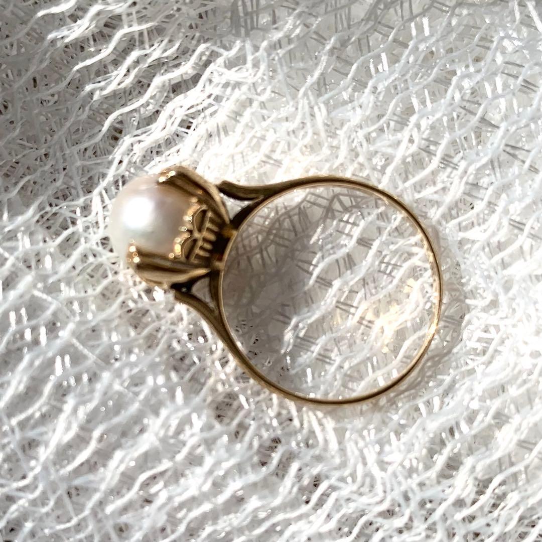 ◆ヴィンテージリング 指輪 パール 本真珠 宝石 ゴールド 12号 昭和レトロ②