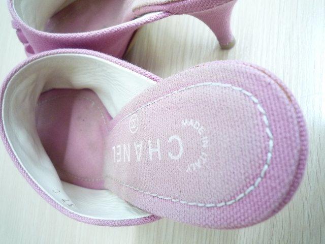 正規品 CHANEL ミュール CCマーク キャンバス ピンク37 C