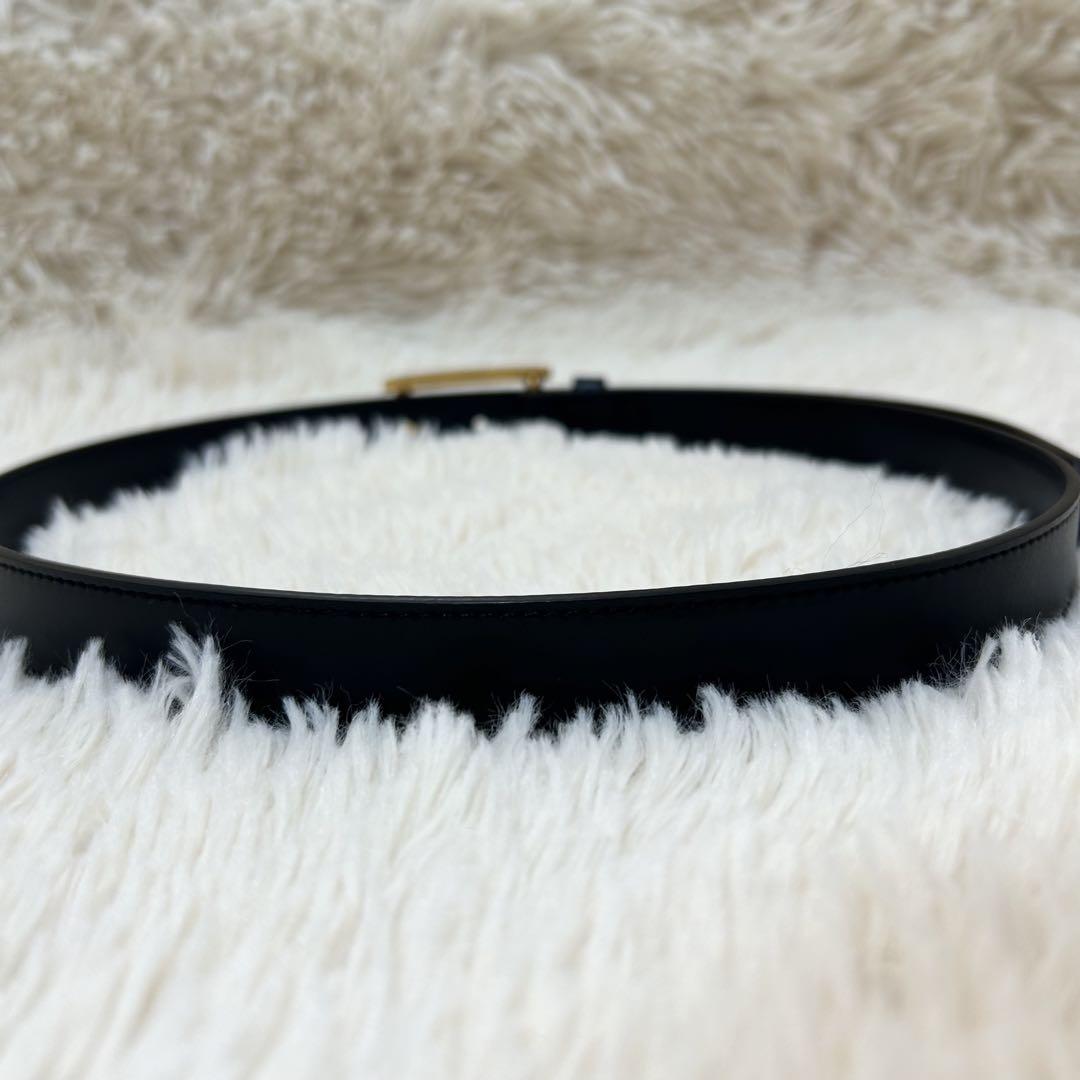 極美品✨BVLGARI　ベルト　スクエアバックル　ロゴ刻印　黒　メンズ