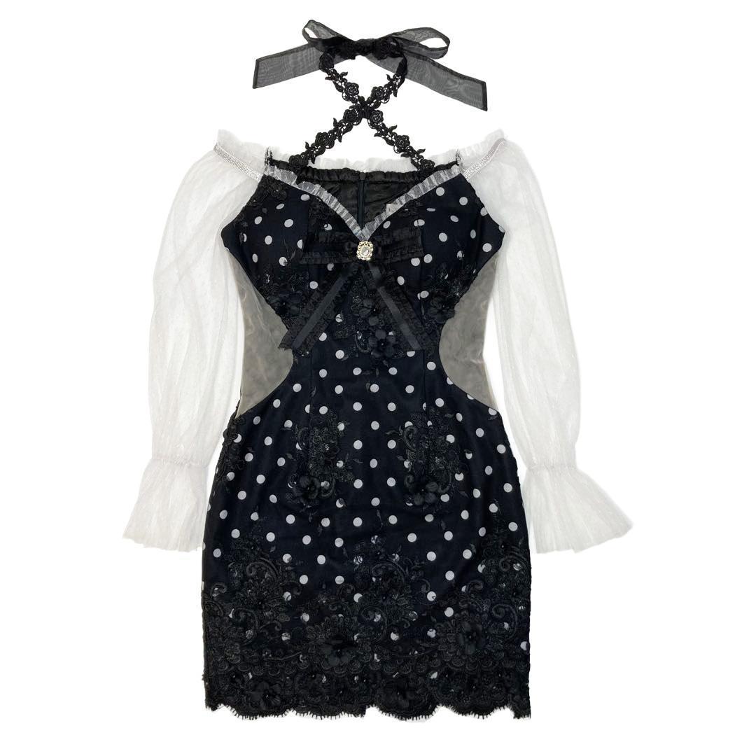 ROBE de FLEURS ローブドフルール ロマンスパールドットキャバドレス