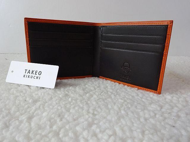 【新品/本物】TAKEO KIKUCHI 二つ折財布/オレンジ　￥15,400-