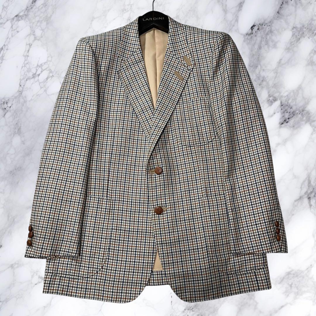 人気新品 テーラードジャケット ダックス DAKS チェック リネン ウール ジャケット・アウター