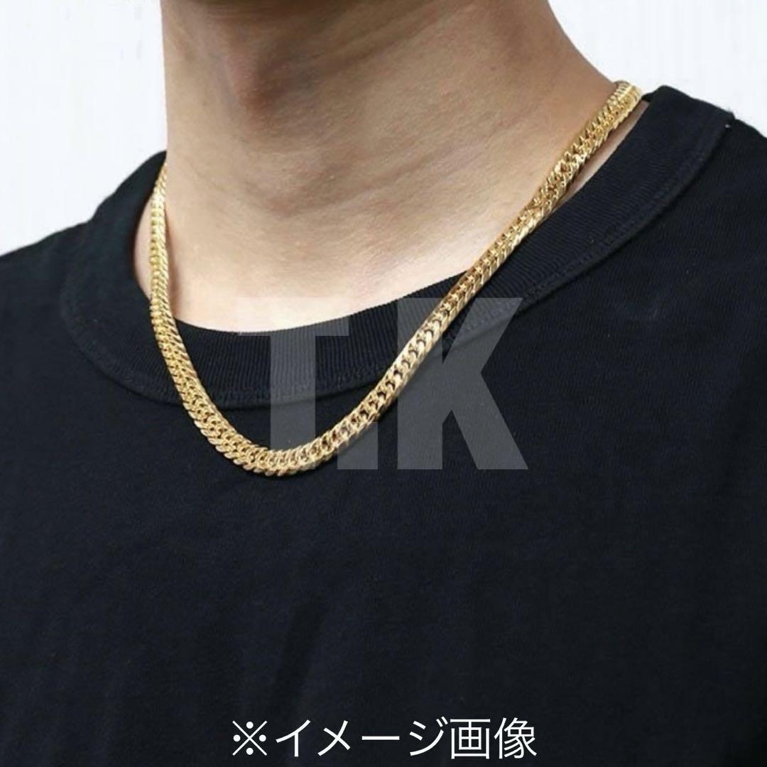喜平ネックレス ダブル ステンレス 中折式 ゴールド 金 9mm 50/60cm