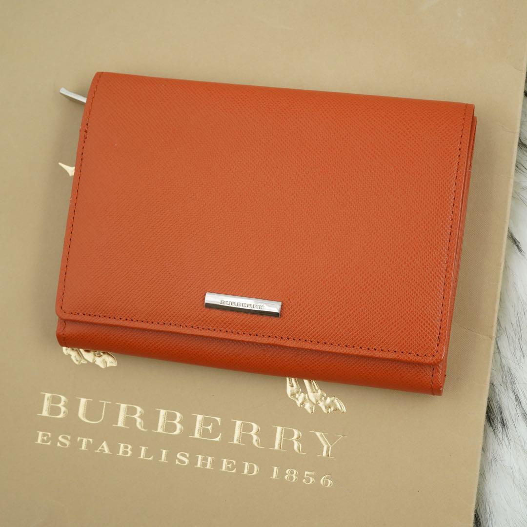ほぼ未使用品　BURBERRY LONDON 折り財布　ノバチェック　オレンジ